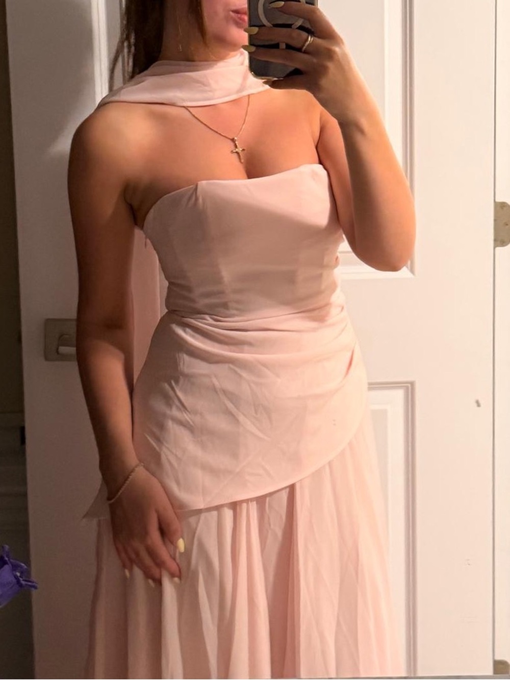 Strapless Blush Pink Evening Dress
